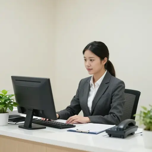 我姐姐在一家诊所当接待员。