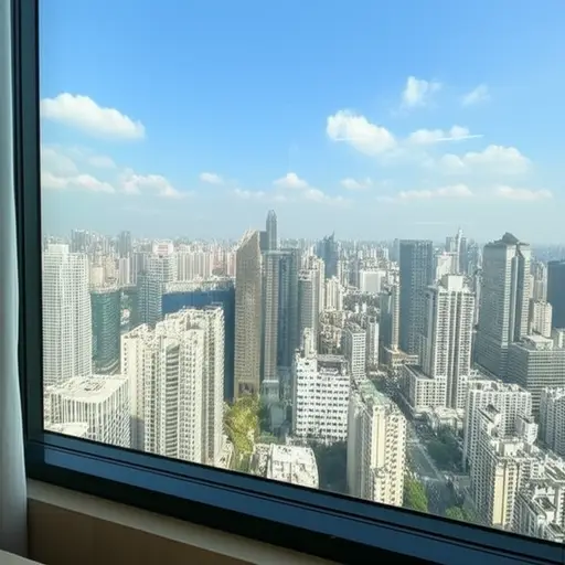 从酒店的窗户看出去，城市的美景一览无余。