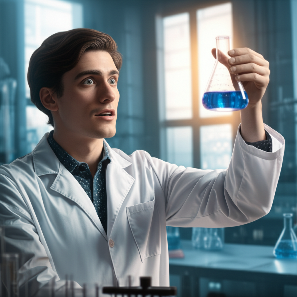 这位年轻的科学家对自己的发现感到兴奋。