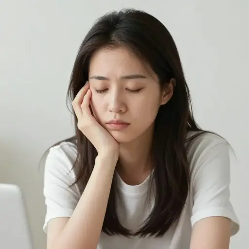长时间的工作后，她的脸上明显流露出疲惫。