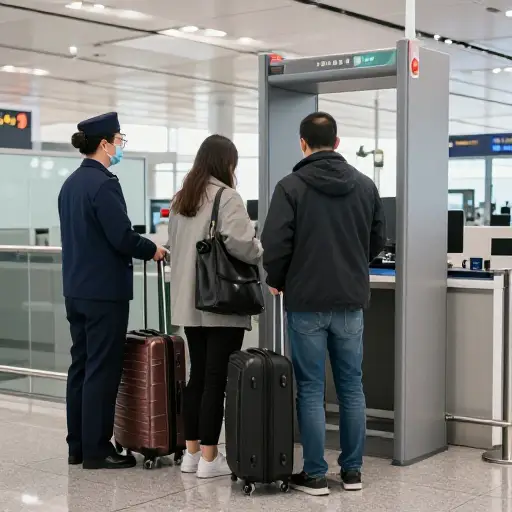 他们在机场被搜查了。