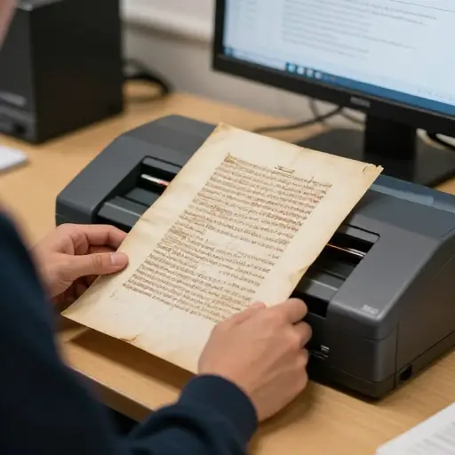 图书管理员决定扫描所有古老的手稿以进行数字化保存。