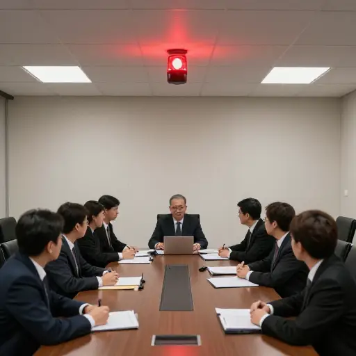 会议一开始，火警就响了。