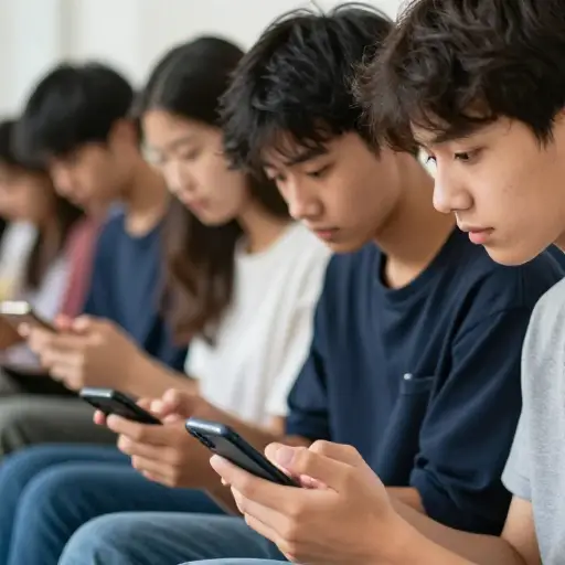许多青少年沉迷于社交媒体。