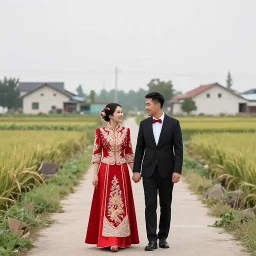 她嫁给了来自邻村的一个男人。