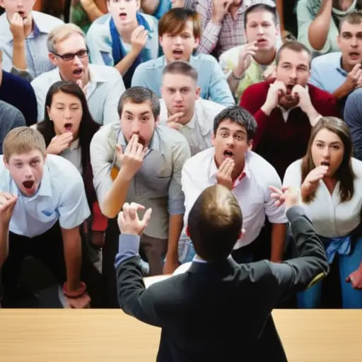 演讲者说完那句话后，人群中立刻响起了一片嘘声。