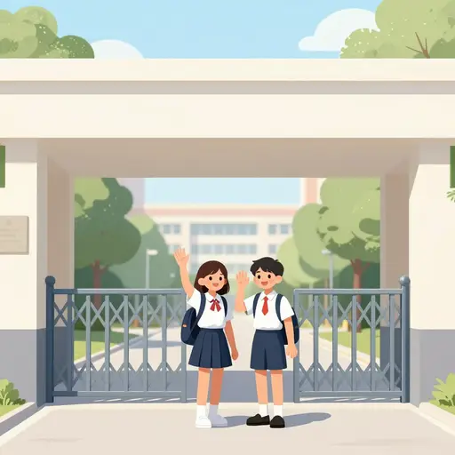 我们在学校门口见吧。