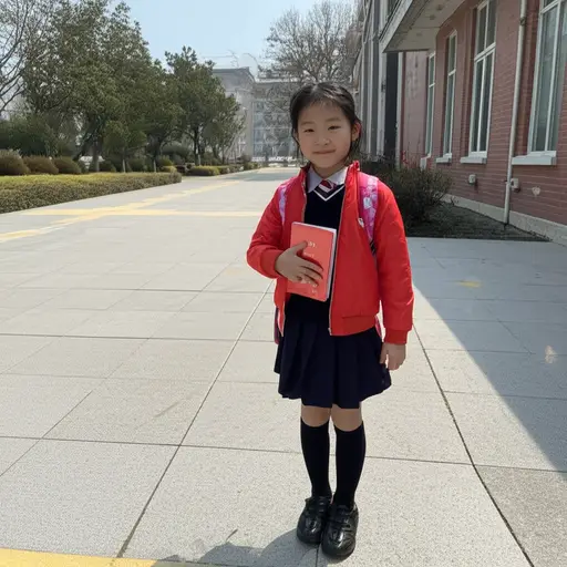 我妹妹是一名小学生。
