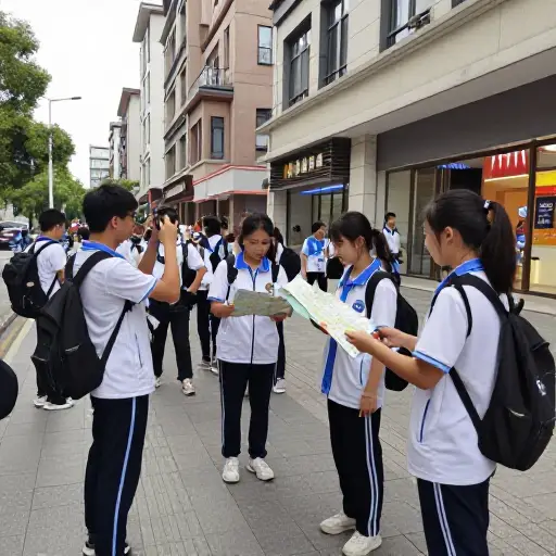 在假期里，学生们被放任自流地去探索城市。