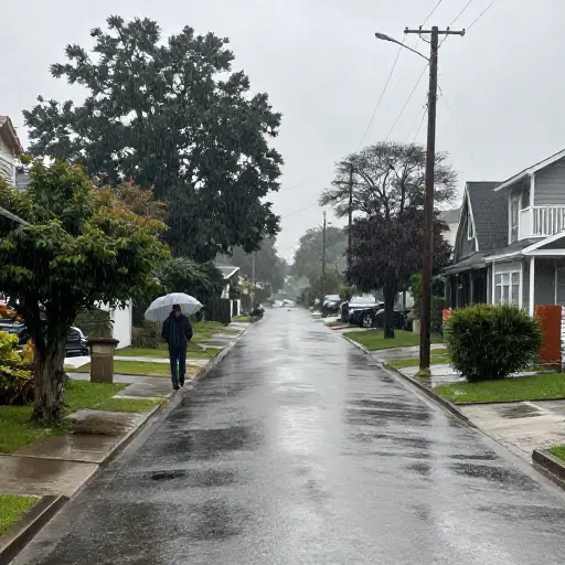 我正在走回家，突然就下起了倾盆大雨。