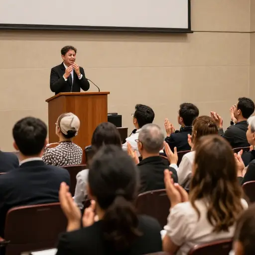 在感人的演讲结束后，响起了自发的掌声。