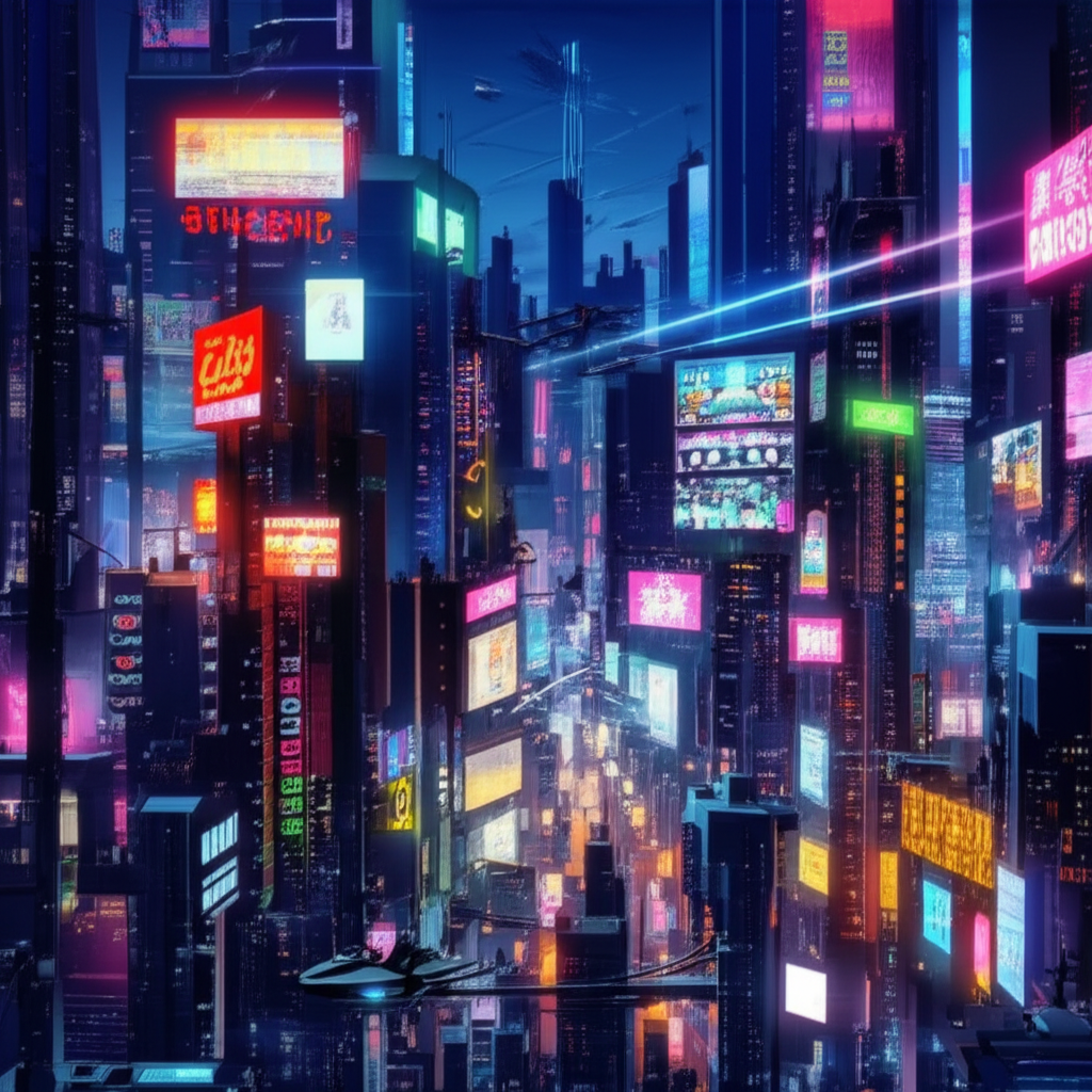 这座未来都市充满了霓虹灯的闪烁。