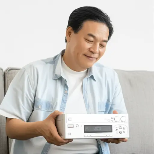 我爸爸喜欢用他的CD播放器听音乐。