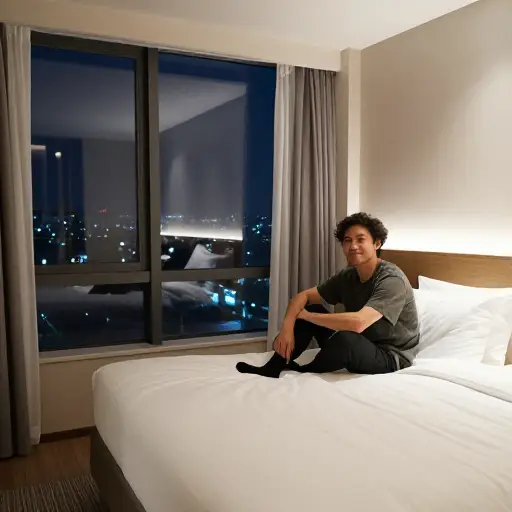 长途旅行后，我在安静的酒店房间里找到了相对的舒适。