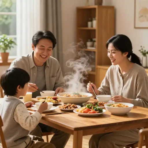 我经常和我的家人一起吃晚饭。