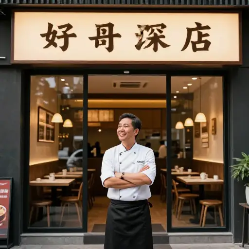 经过多年努力，他实现了开一家餐厅的梦想。
