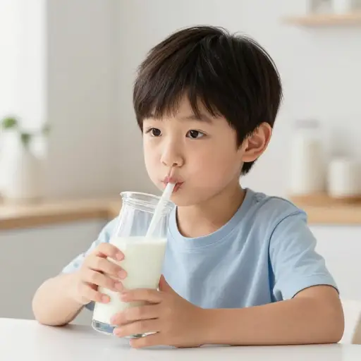 喝牛奶可以补充钙质，这对孩子的骨骼发育很重要。