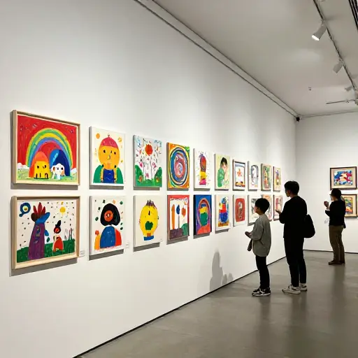 美术馆有一个漂亮的儿童画展。
