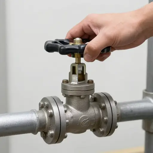 你可以转动手柄来打开或关闭阀门。