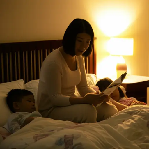 她每晚都会给孩子们读睡前故事。