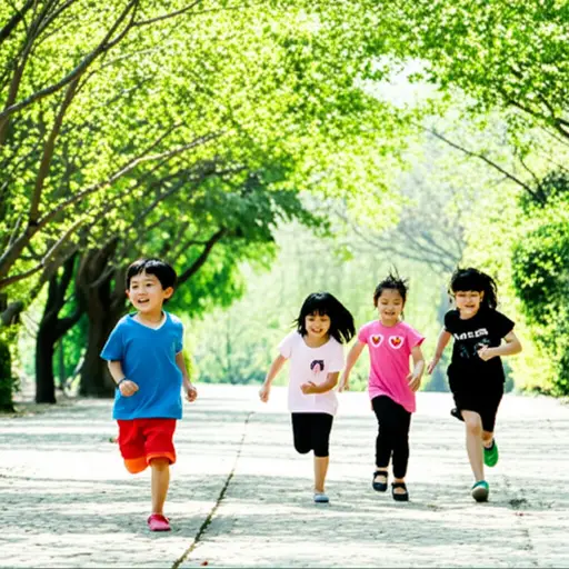 孩子们喜欢在小石子路上跑来跑去。