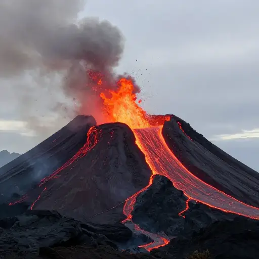 熔岩从火山中冒泡涌出。