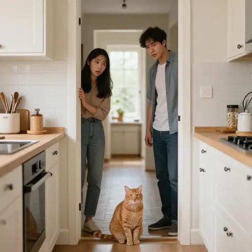 他们想不通那只猫是怎么跑进厨房的。