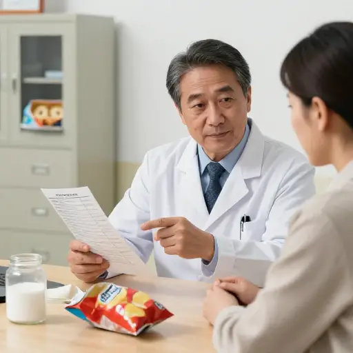 医生建议他减少糖和加工食品的摄入。