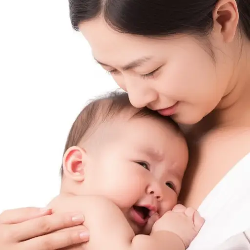 母亲的拥抱安抚了哭闹的婴儿。