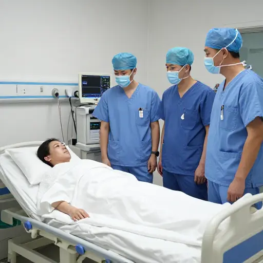 医生们耐心等待病人从大手术中苏醒。