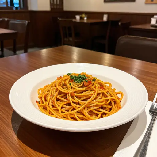 这家餐厅供应大份的意大利面。