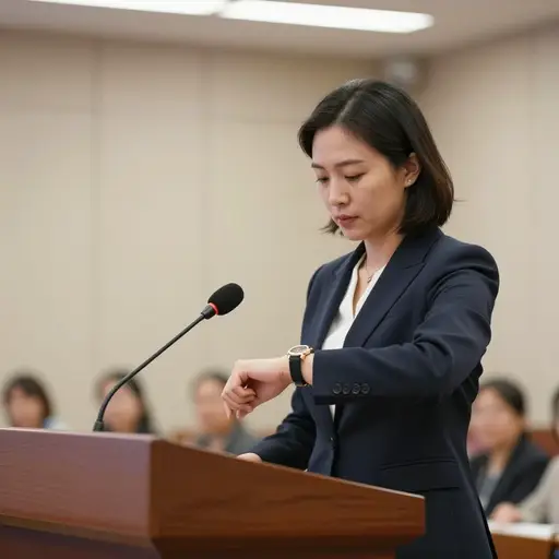 她精心安排了演讲时间，以便在十分钟内完成。