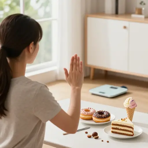 她发誓要戒掉甜食来保持健康。