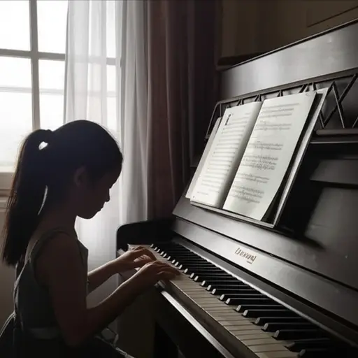 尽管遇到很多困难，她仍然坚持不懈地练习钢琴。