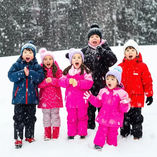 孩子们第一次看到雪时感到非常兴奋。