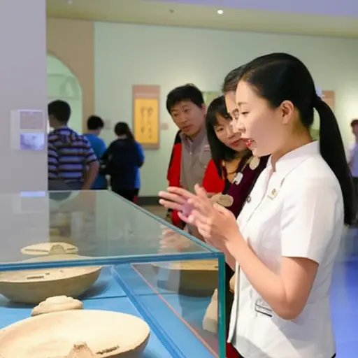 博物馆的接待员很耐心地为我们讲解了展品的历史。