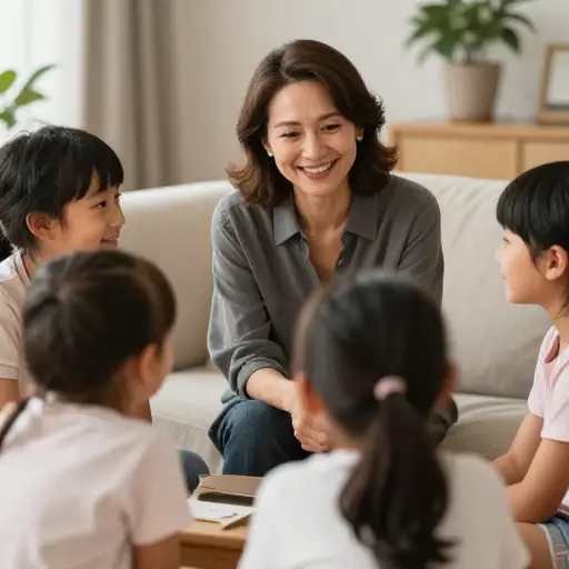 孩子们，对这位女士说“谢谢”。