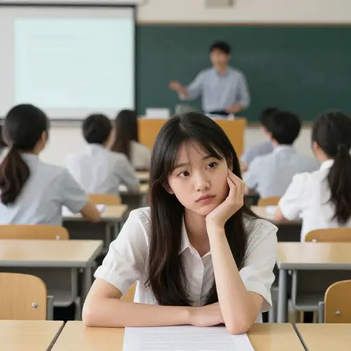 在漫长的讲座中，她感到极其无聊。