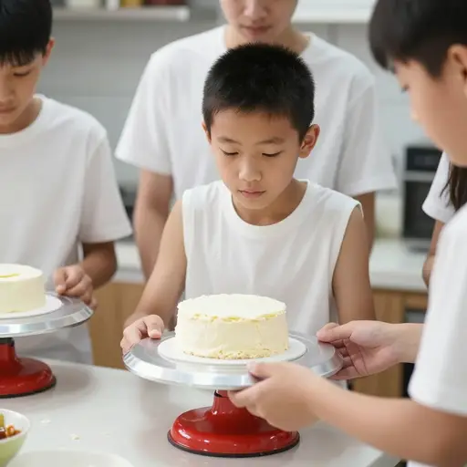 他们亲手做了这个蛋糕。