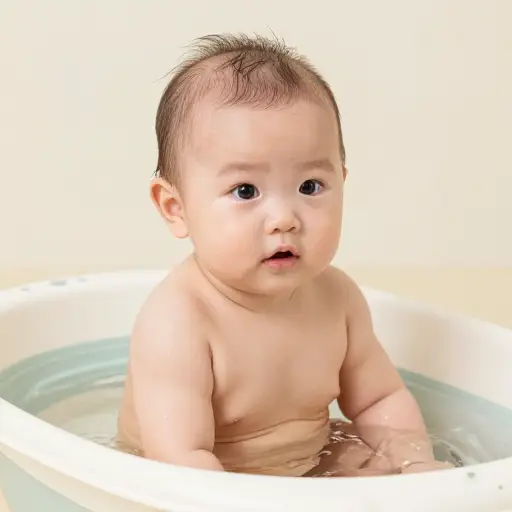 水温合适后再给宝宝洗澡。