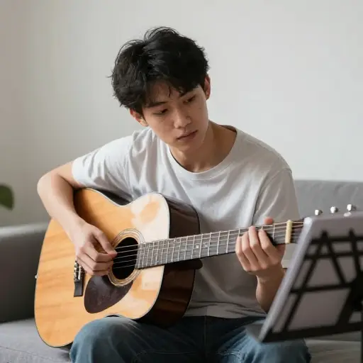 我从没正规学过识谱；弹吉他全凭耳朵听来演奏。
