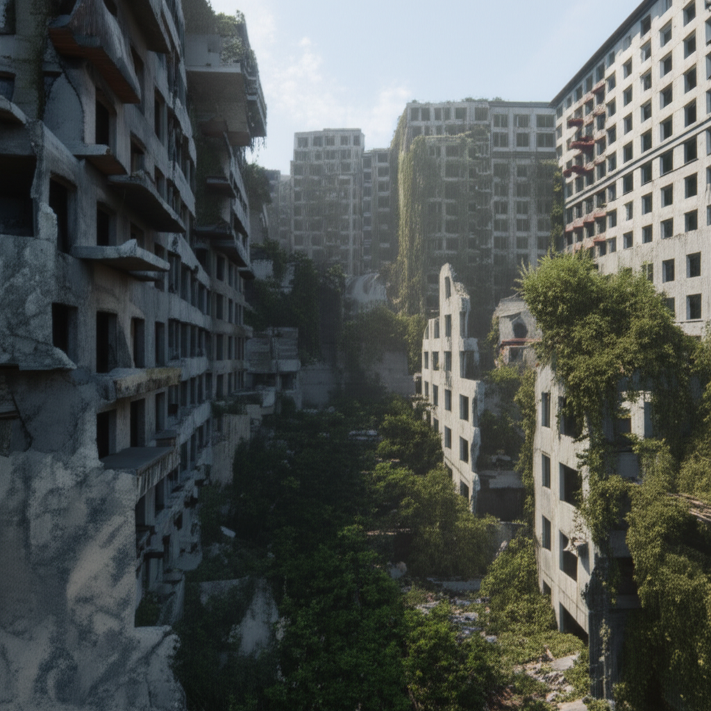 大自然正在慢慢地吞噬这些建筑物。