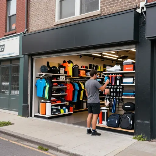 他在城外的一家运动用品专卖店工作。