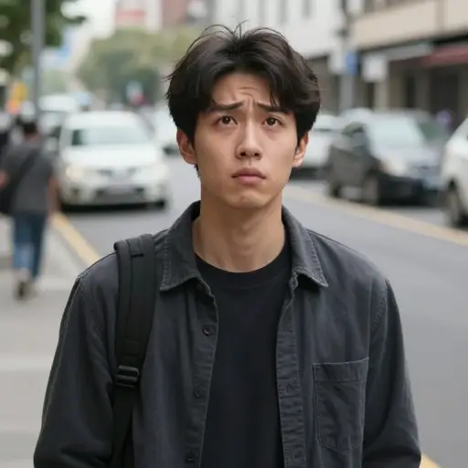 事故之后，他脸上带着迷茫的表情。