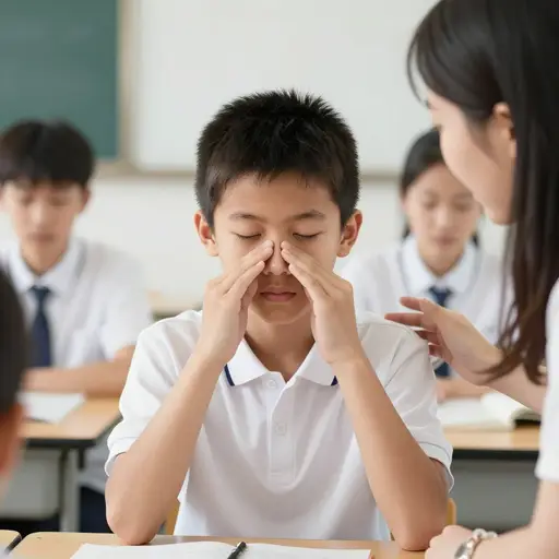 请按住鼻子的两侧。