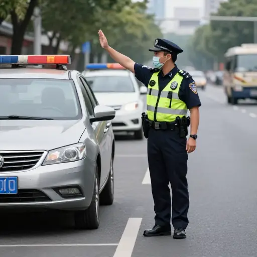 警察示意我靠边停车。