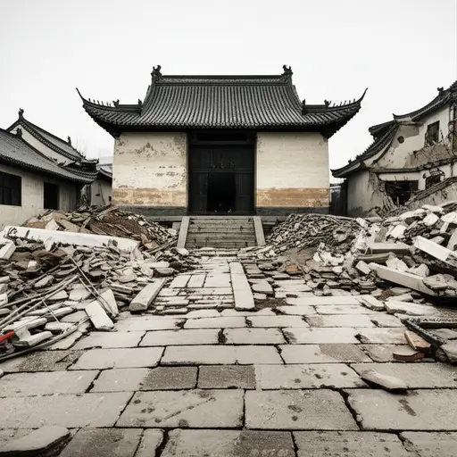 地震后，这座古建筑仍然保持了结构的完整性。