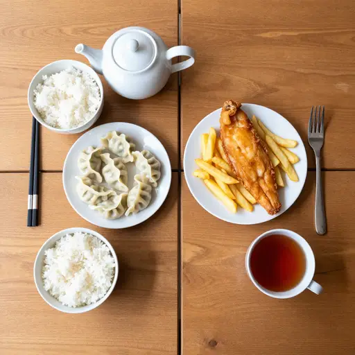 中国食物和英国食物很不一样。