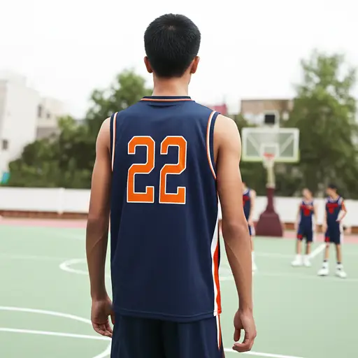 他属于学校篮球队。