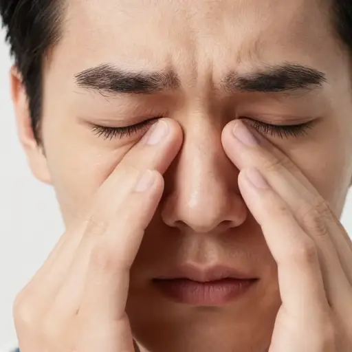 一根睫毛掉进了我眼睛里，非常难受。